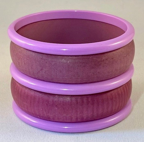 LG134  satin plum & lilac lucite bangles